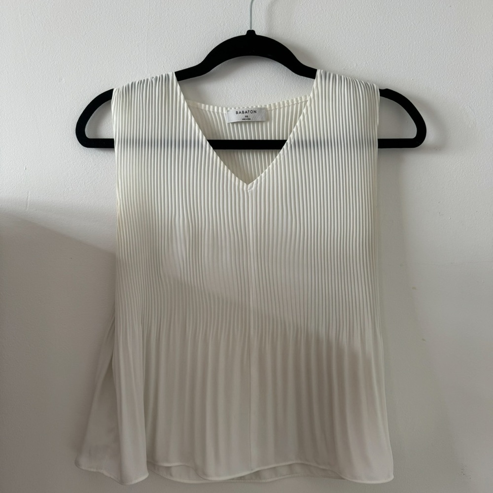 Babaton White Pleated Blouse